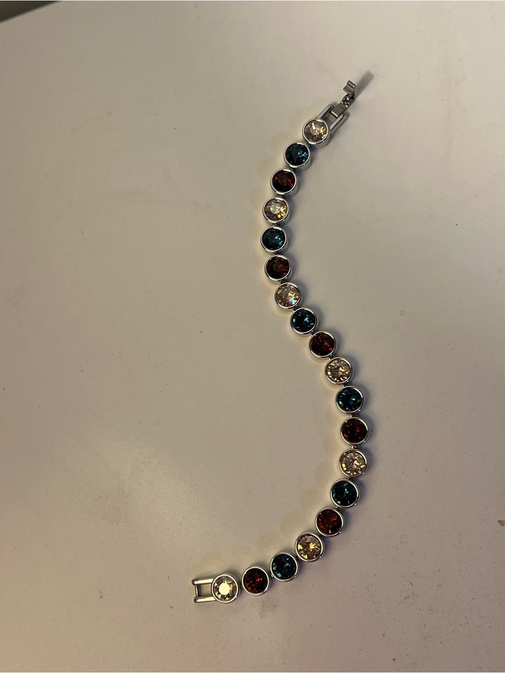 Touchstone Crystal Silver Bracelet with Blue, Amber and Champagne Crystals - Picture 6 of 7
